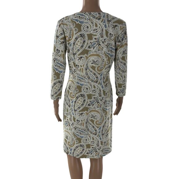 J. McLaughlin Taupe Carly Paisley V Neck Catalina Cloth Dress - Picture 7 of 10